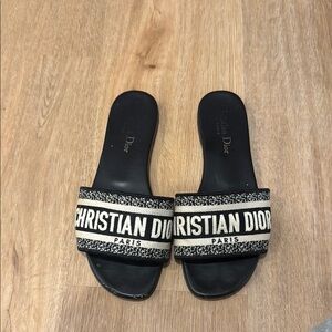 Christian Dior Black and Cream Slides